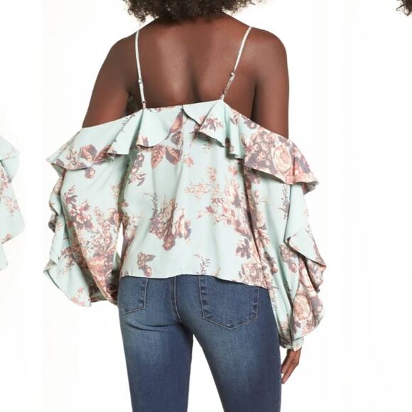 Leith Cold Shoulder Ruffle Blouse Top S - Picture 2 of 10